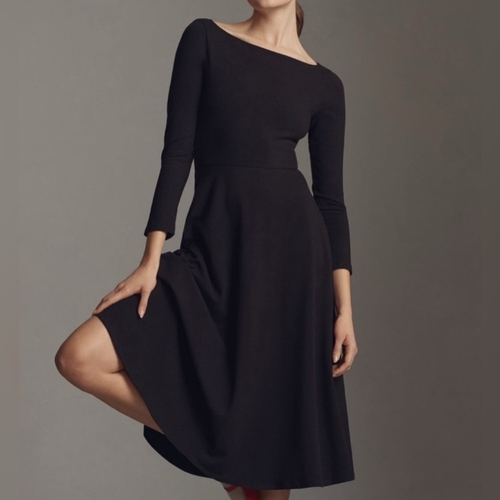 +Reformation Wiley Stretch Cotton-Midi Dress size Large in black